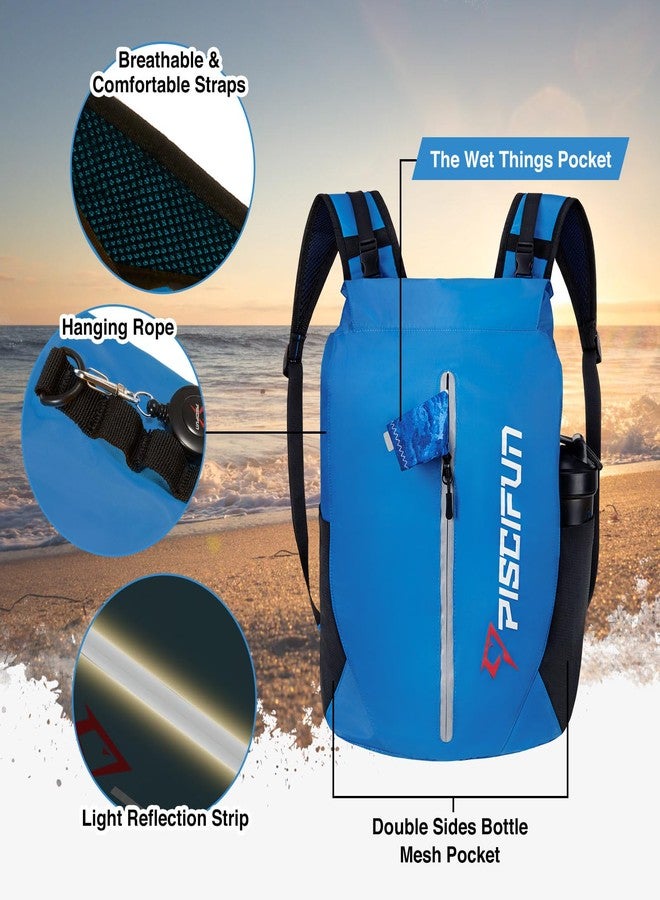 Piscifun Dry Bag Waterproof, Floating Dry Backpack, Lightweight Waterproof Dry Bag with Waist Pouch and Phone Case for Kayaking, Camping, Beach, Boating & Swimming for Men & Women Light Blue 20L - Image 3